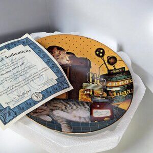 Bradford Exchange Purr-fect Pairs "Sleeping on the Job" by Charles Wysocki COA